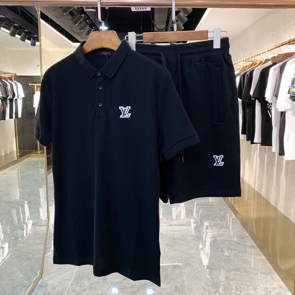 L0uis Vu1tt Áo thun polo tay ngắn chất liệu cotton phối da thời trang mùa hè cho 2022 dành cho nam