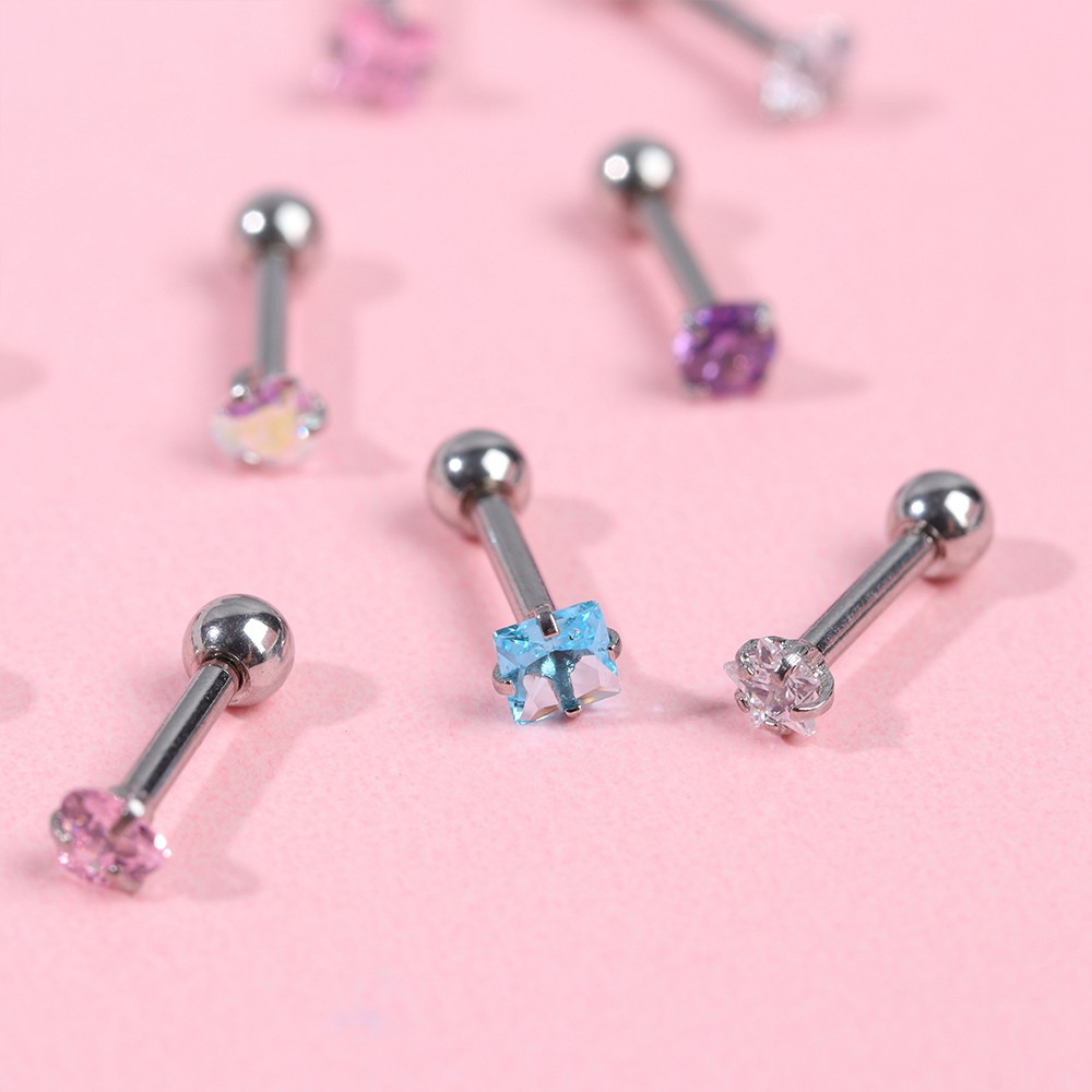 Đôi khuyên tai xỏ lỗ sụn vành tai đính đá nhân tạo cá tính quyến rũ