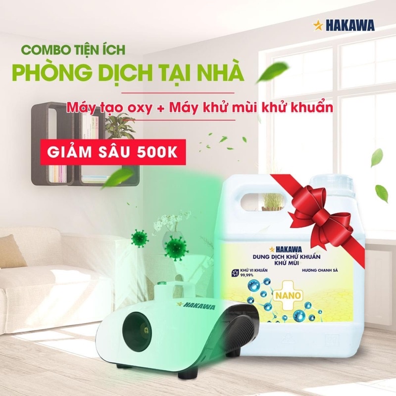 Dung dịch khử mùi diệt khuẩn nano hương chanh sả HAKAWA - HK-1 lít - Sản phẩm chính hãng