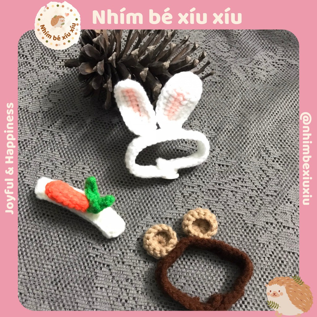 Vòng tay len móc hình thú - Vòng tay đôi - Vòng couple thỏ ếch gấu cà rốt xinh xắn  VT222