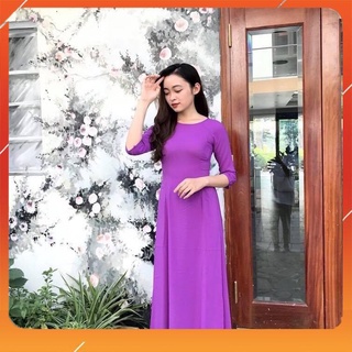 [ GIẢM GIÁ SỐC ] Áo Dài Lụa Nhật Trơn Cổ Tròn Mẫu Mới Nhất