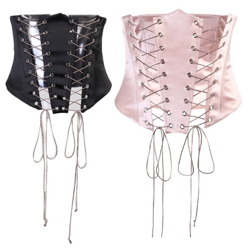 Đai nịt bụng vải nhung satin thắt dây đan chéo màu trơn ôm dáng định hình để đi tiệc dạ hội thời trang dành cho nữ