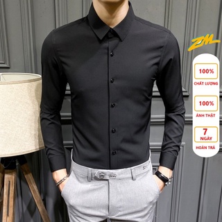 Áo sơ mi nam trơn ZM vải cotton chống nhăn không xù dáng ôm , Sơ mi nam trơn nhiều màu