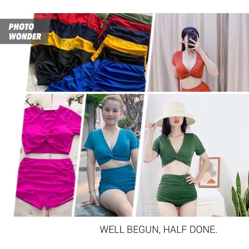 Bikini biển nữ ❤️ Freeship ❤️ Đồ bơi tay ngắn, dấu dáng siêu xinh