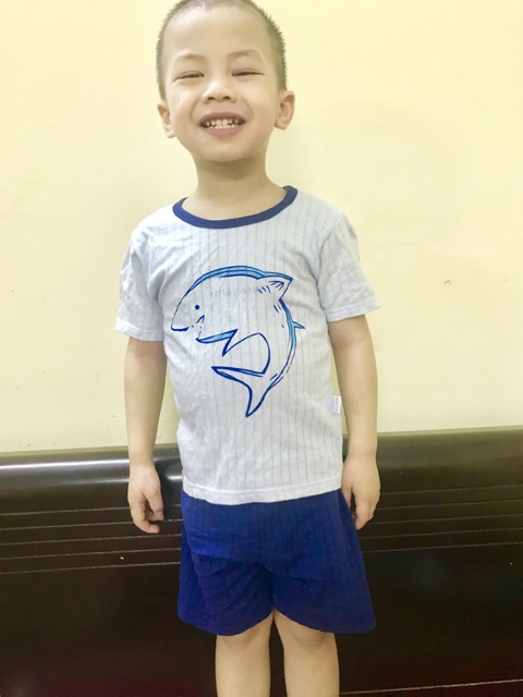Bộ cotton giấy cộc tay 8-20 kg bé trai / bé gái C2323( ảnh thật )
