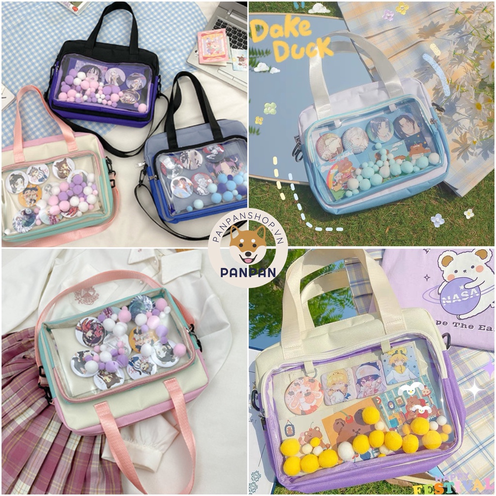 [CÓ SẴN] Túi Itabag đeo chéo trong suốt PHỐI MÀU quoai đeo linh động