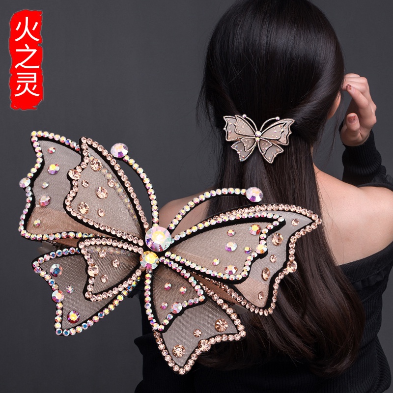 ◑☃♀Kẹp Tóc Hình Bướm Đính Đá Phong Cách Hàn Quốc Thanh Lịch Dễ Phối Đồ