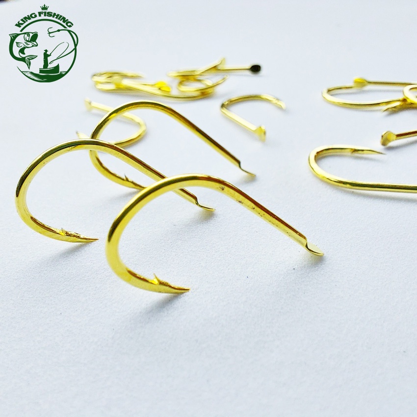 Hộp 40 cái lưỡi câu cá thép carbon cao cấp mạ vàng siêu cứng và sắc bén, tặng 02 thanh cuốn chì cao cấp