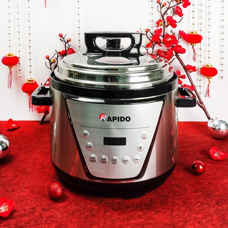 nồi áp suất điện RAPIDO- 5 lít - Ruột Inox 304