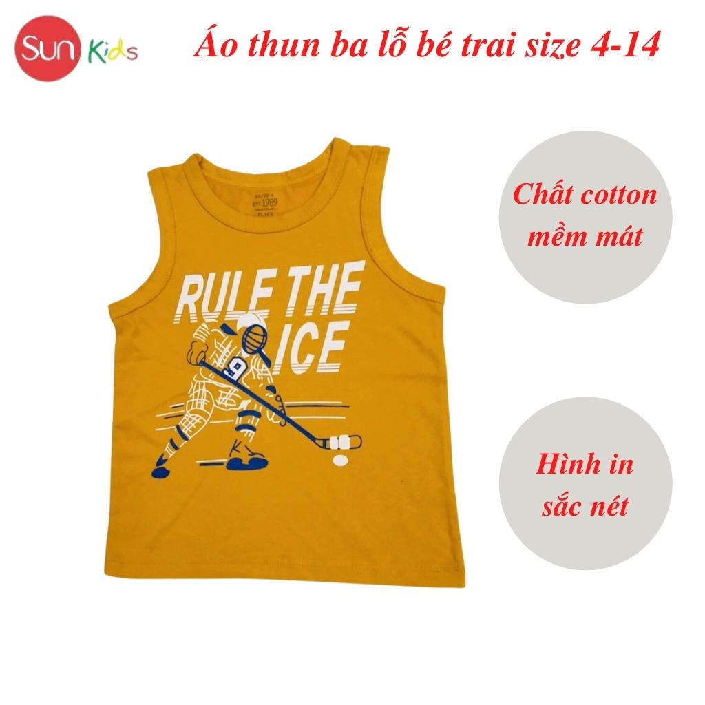 Áo thun bé trai, áo ba lỗ bé trai chất cotton, nhiều màu, Size 4 - 14 tuổi - SUNKIDS