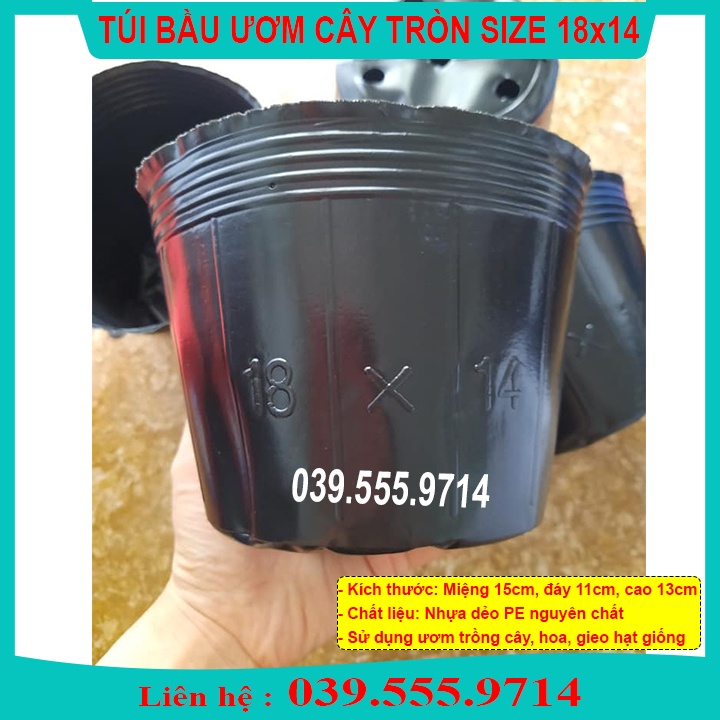 1KG TÚI BẦU ĐEN TRÒN TRÔNG CÂY SIZE 18x14 - Tái sử dụng nhiều lần