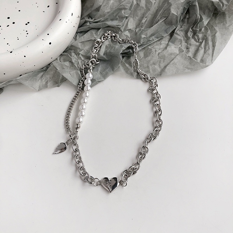 Vòng cổ Chuỗi Ngọc Trai Kim Loại Phong Cách Hiphop