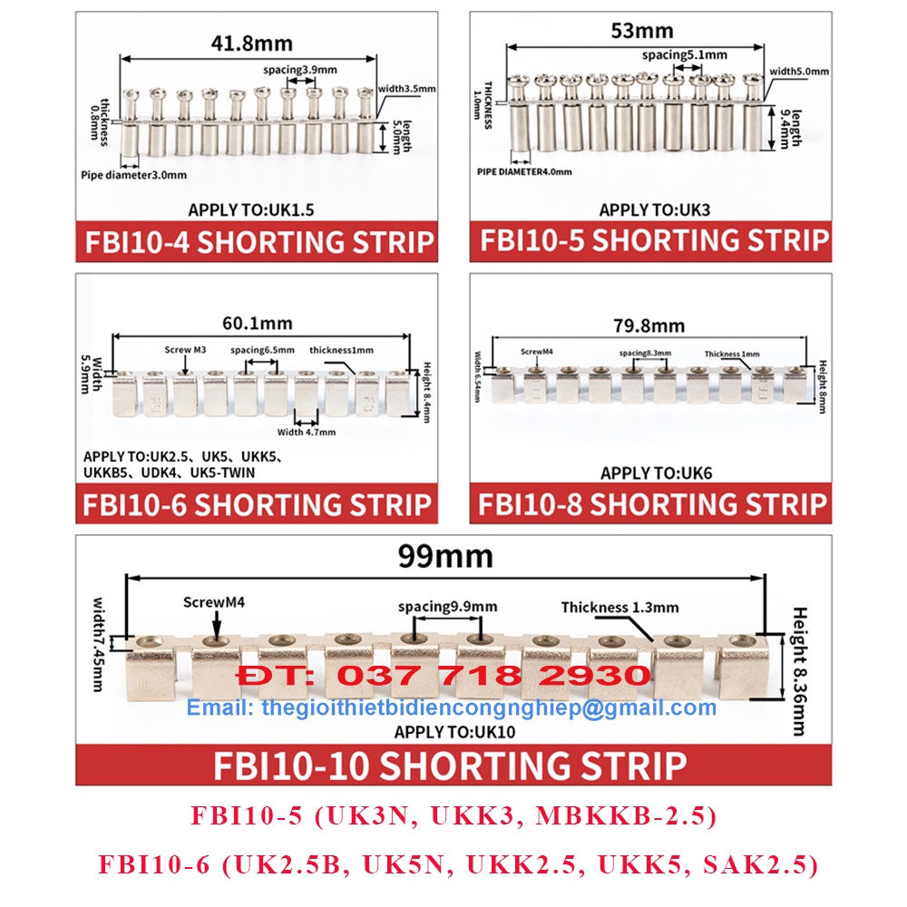 THANH CẦU NỐI GIỮA TERMINAL TÉP XÁM FBI10-6 (UK5N), FBI10-5 (UK3N),  nối Domino Jum