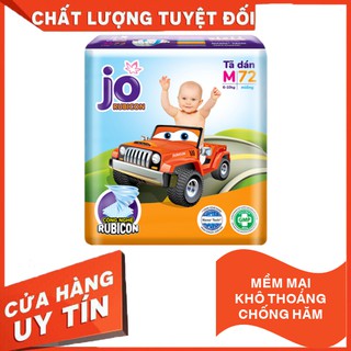 Bỉm JO Dán siêu đại Rubicon Size  M72, L64, XL56,những sợi bông siêu mềm giúp nâng đỡ làn da khỏi tiếp xúc với chất bẩn.