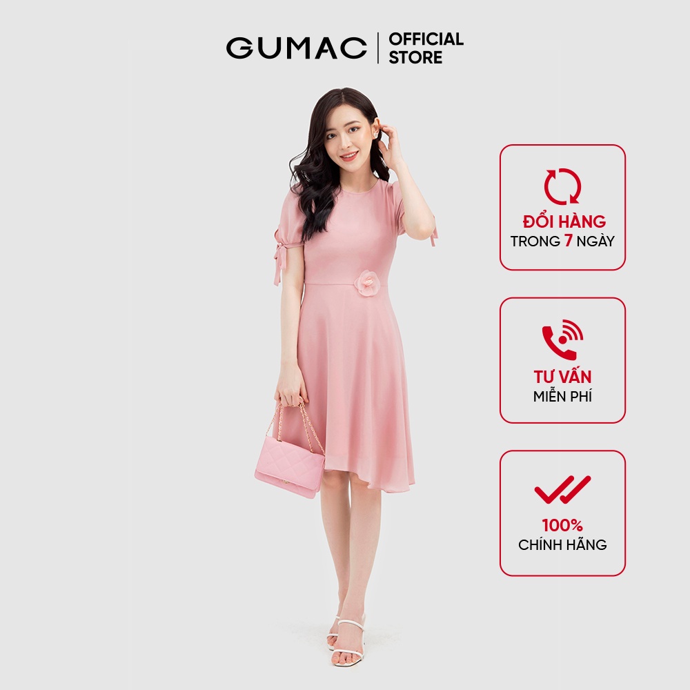 Đầm xòe phối hoa eo DB3260 GUMAC