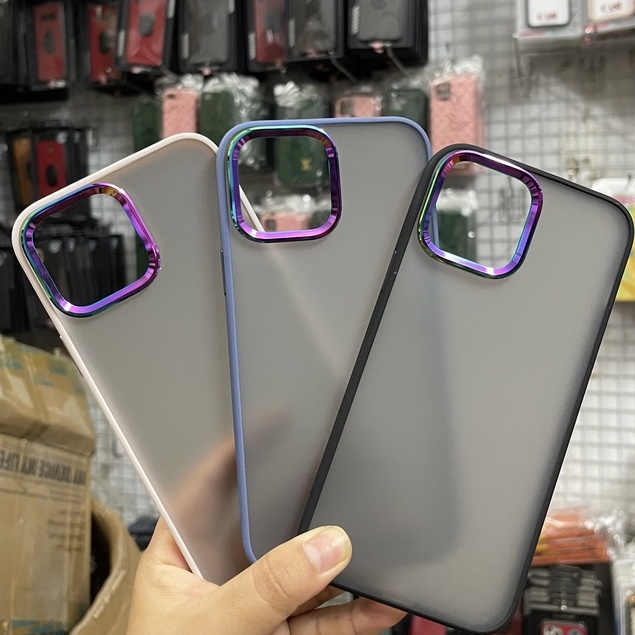 CHÍNH HÃNG  Ốp lưng X&amp;M nhám chống vân lưng cứng viền dẻo màu siêu đẹp VIỀN CAM 7 MÀU iPhone 11 12 13 PRO MAX
