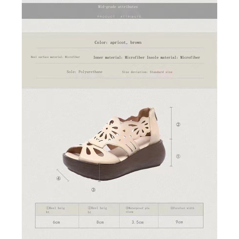 Xăng đan Da Mềm Đế Dày Hở Mũi Thoáng Khí Phong Cách retro Cho Nữ