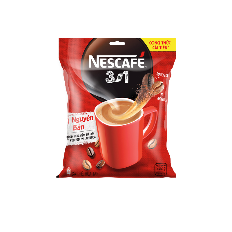 [TẶNG Túi vải có dây đeo] Combo 3 Bịch cà phê hoà tan NESCAFÉ 3IN1 công thức cải tiến - VỊ NGUYÊN BẢN (3x16g x46 gói)