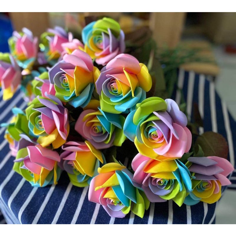 Hoa hồng giả, bộ 10 bông hoa hồng Ngũ từ giấy handmade sắc siêu đẹp