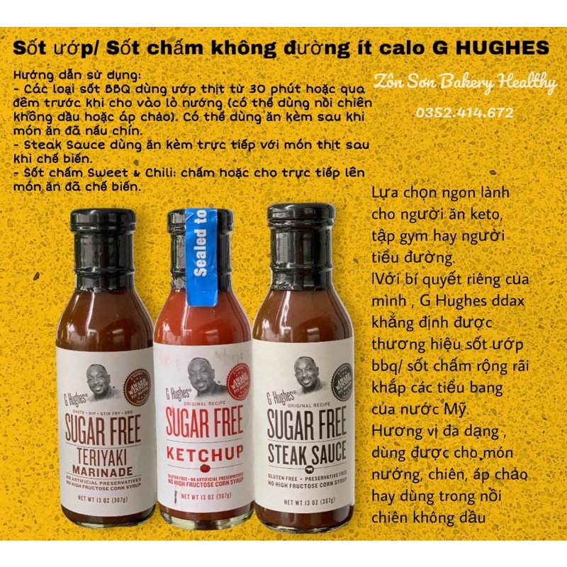 Sốt ướp thịt heo, gà, bò, hải sản không đường G Hughes ( eat clean , keto , gymer)