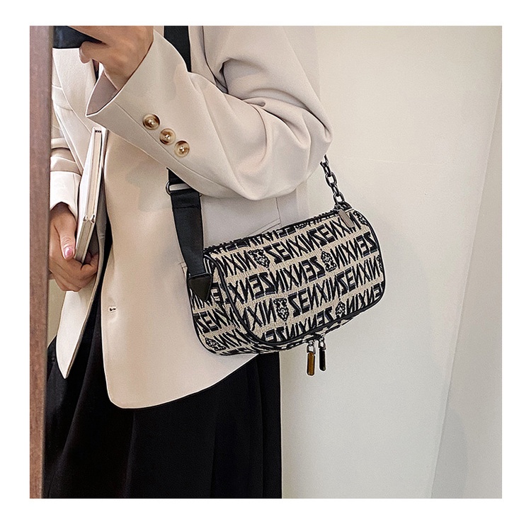 Túi Đeo JASMIN NOIR Chéo Vai Bằng Vải Canvas In Chữ Thời Trang Dành Cho Nữ
