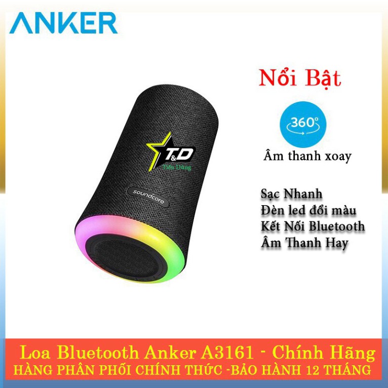 Loa Bluetooth Anker A3161 chống nước ip67 thời gian nghe nhạc lên tới 12h âm thanh 360 độ ♥️♥️
