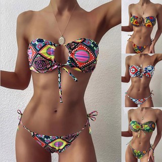 Bộ bikini in họa tiết phong cách boho gợi cảm cho nữ