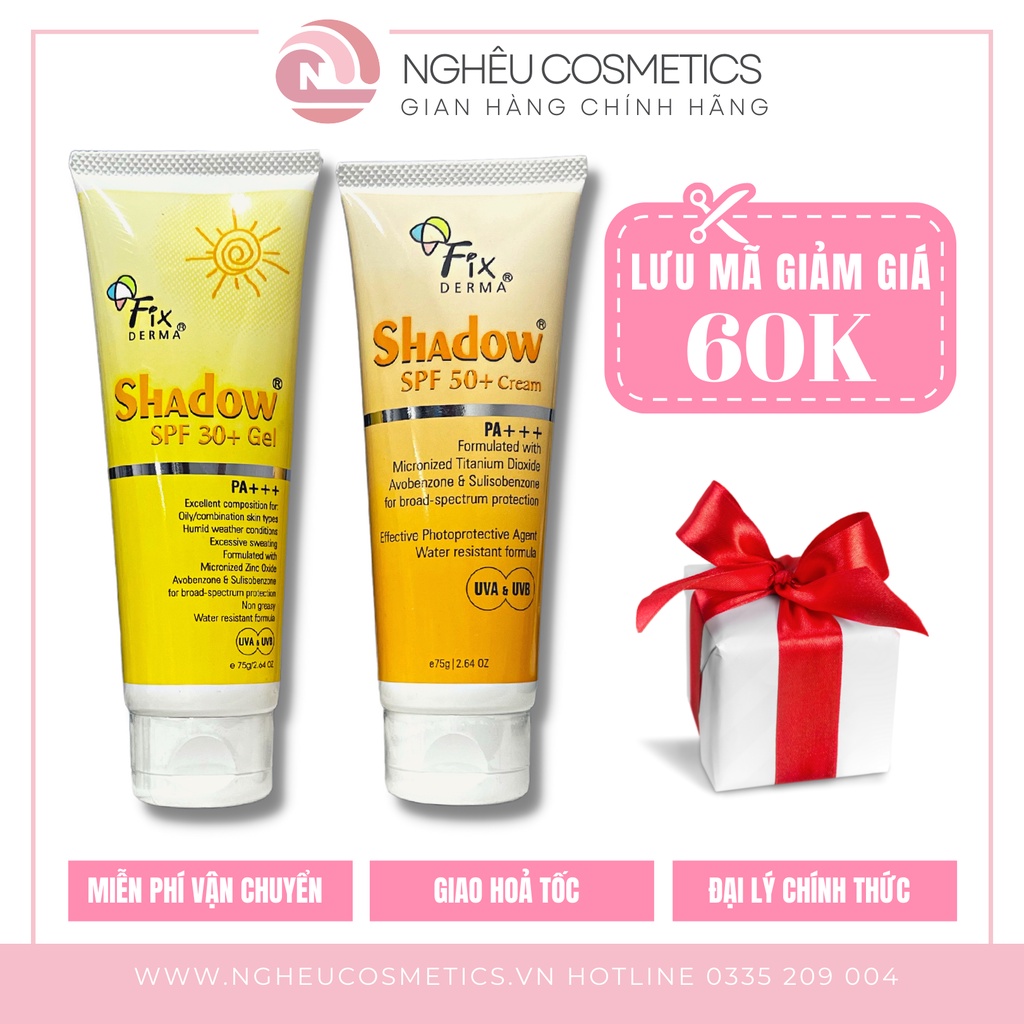 [MẪU MỚI] Kem Chống Nắng Fixderma Shadow Mỏng Nhẹ Không Gây Bí Da SPF50 Cream SPF 30 Gel Nhập Khẩu Chính Hãng