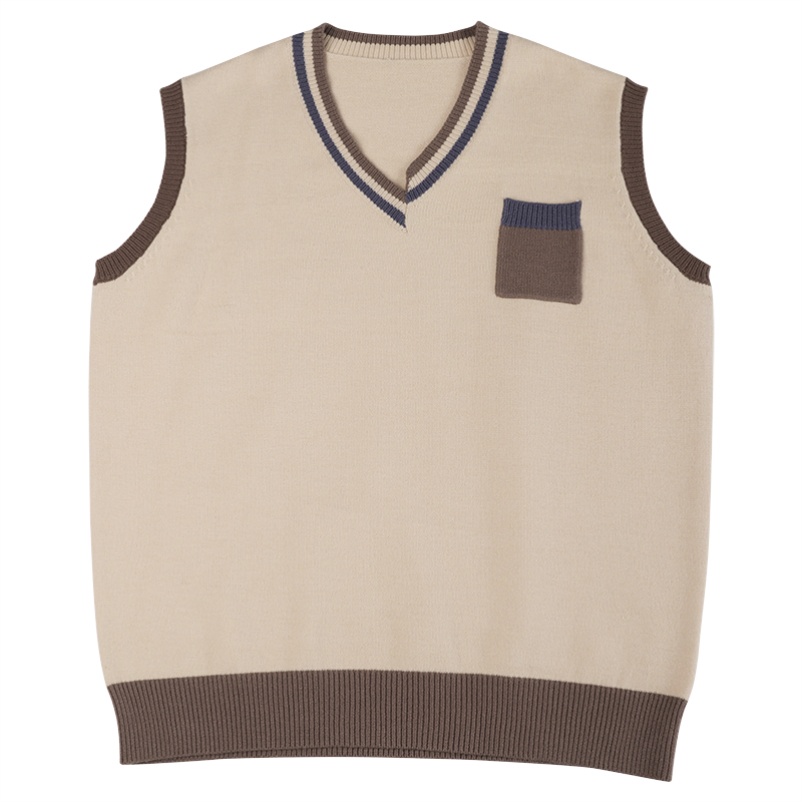 Áo Sweater Dệt Kim Sát Nách Phối Màu Sắc Tương Phản Kiểu Retro Nhật Bản Thời Trang Thu Đông Cho Nam Và Nữ 2022