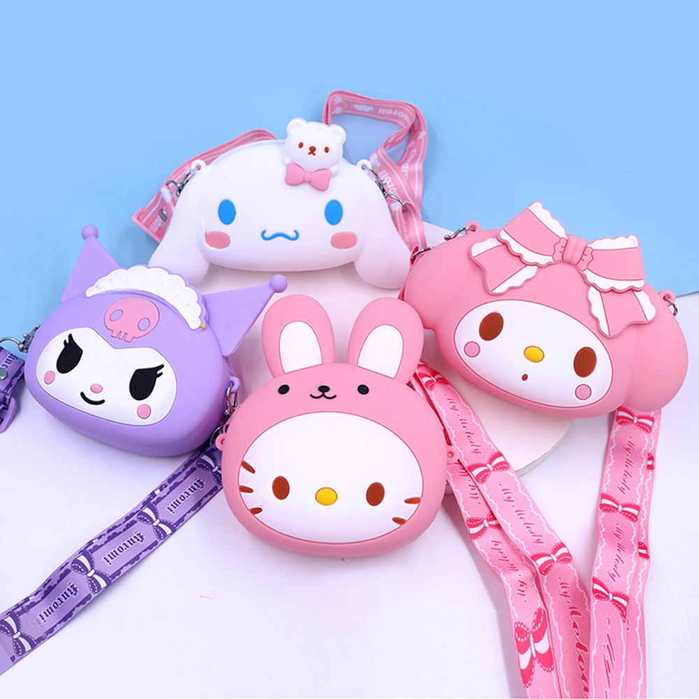 Túi Đeo Chéo Bằng Silicon Hình Kuromi Cinnamoroll Dễ Thương Cho Bé Gái
