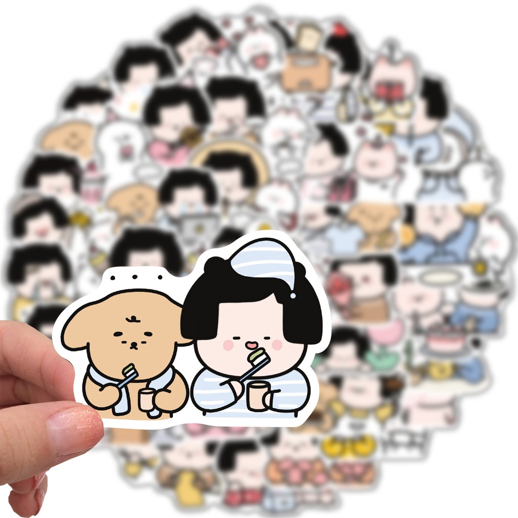 Sticker dán mũ bảo hiểm chống nước hoạt hình cute, hình dán laptop, điện thoại, vali sét 40 miếng phong cách Nhật Bản