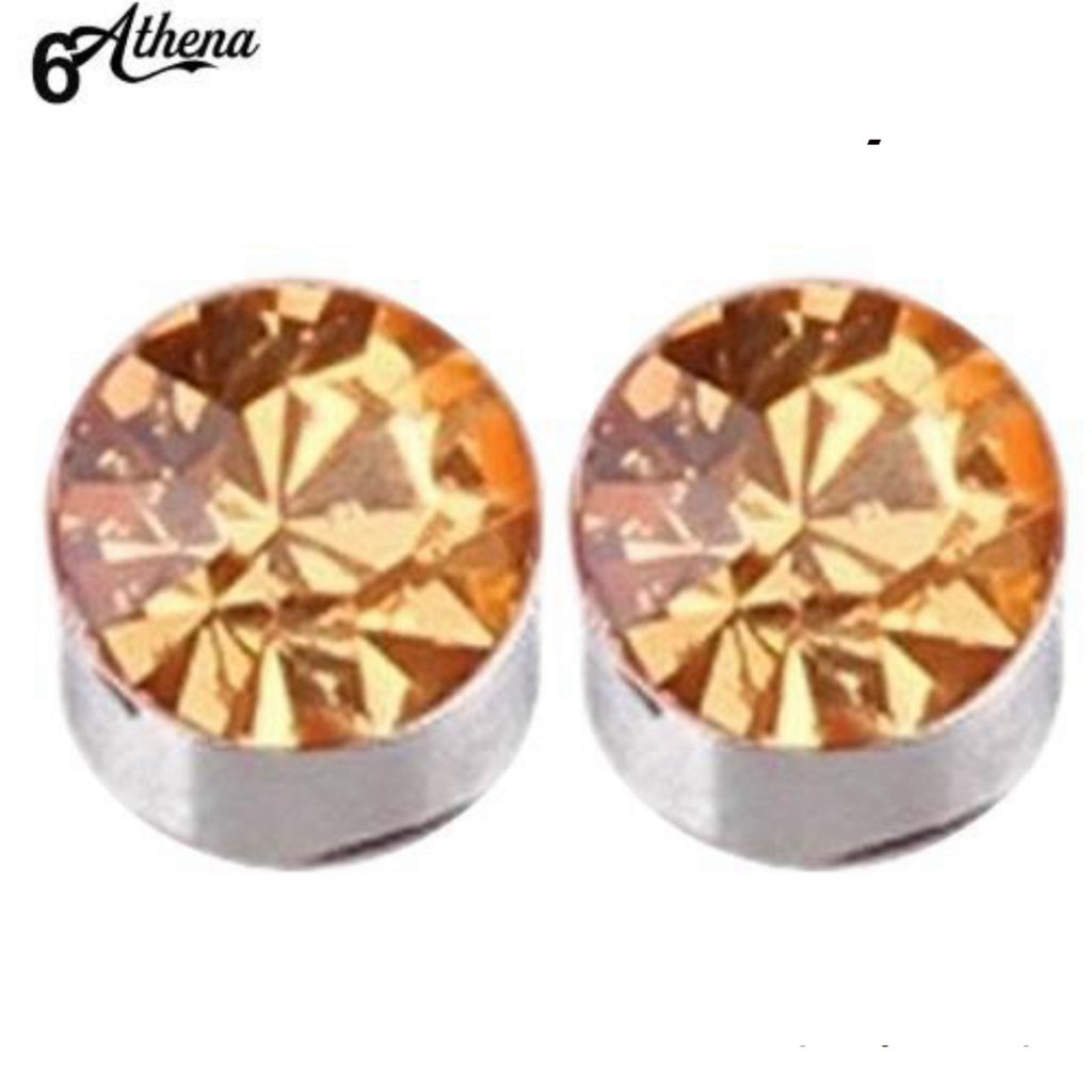 Khuyên nam châm tròn đính đá kẹp tai cá tính cho nam nữ