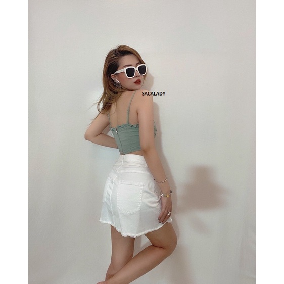 Áo Croptop Blashe 2 Dây Kaki Jeans - 3705