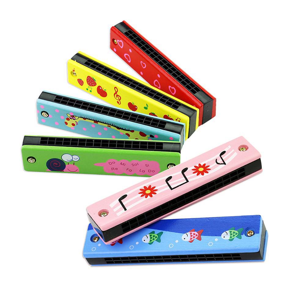 Children’s Wooden 16-Mouth Double-Row Harmonica（Random Delivery）