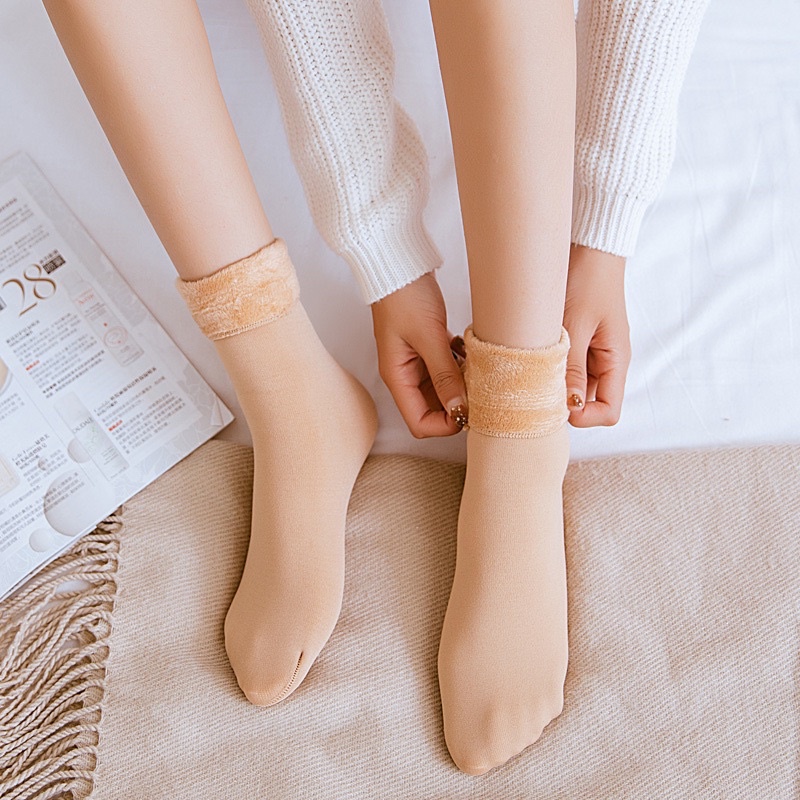 Tất nữ Hàn Quốc, Tất cổ cao, vớ nữ lót nỉ bông siêu ấm chất dày dặn