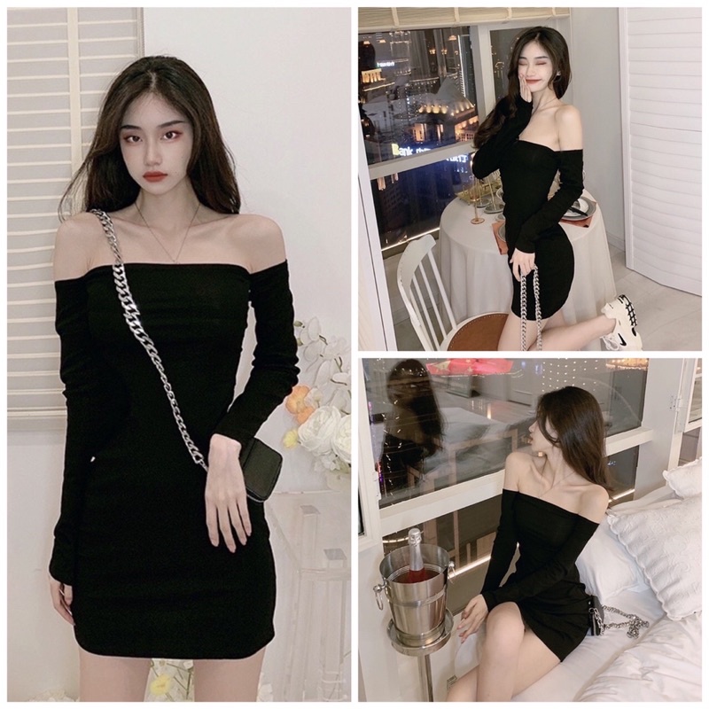 Đầm ôm body trễ vai tay dài sexy
