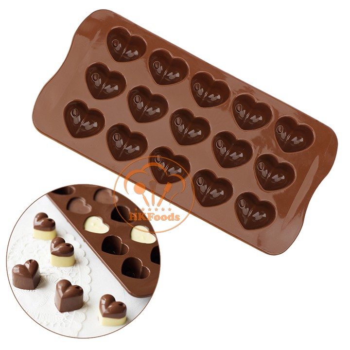 Khuôn Silicon làm thạch rau câu, chocolate, làm bánh 15 Tim Mọng