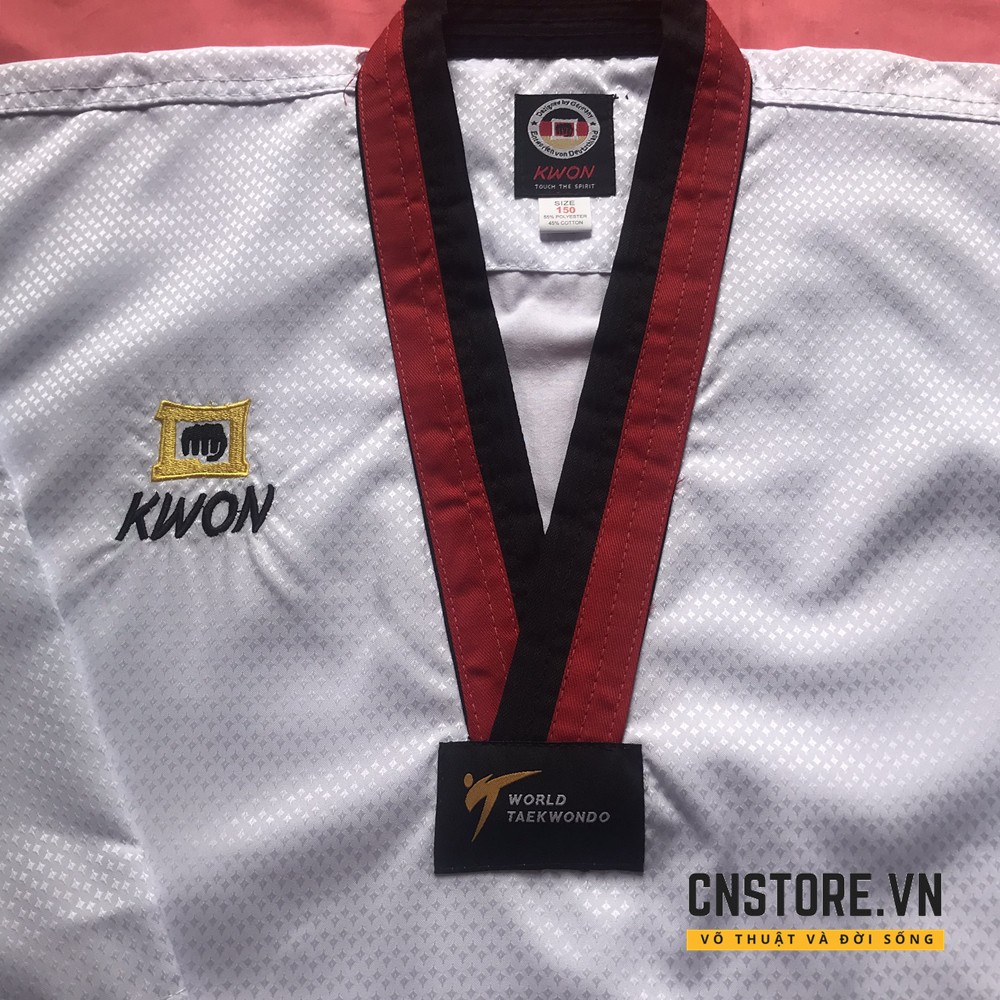 Võ Phục Taekwondo Cổ Đỏ Đen Kwon Kim Cương Siêu Nhẹ Mát Mẻ