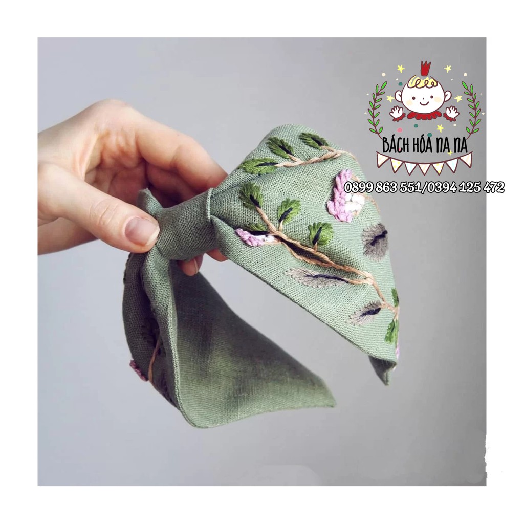 Bộ kit Nguyên liệu DIY tự bạn làm turban, băng đô thêu hoa, hoa xuân hạ thu đông thêu tay, Bách hóa Na Na handmade shop