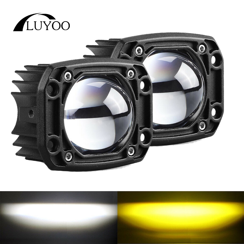Luyoo Thanh Đèn LED Làm Việc Gắn Phẳng 8D 3 "20W Đèn Rọi Sáng Màu Vàng Trắng 12V 24V Cho Xe Hơi Xe Tải 4X4 Atv Pods