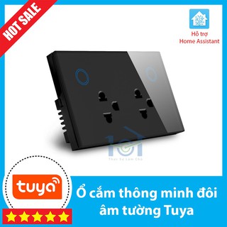 Ổ cắm thông minh đôi âm tường Tuya - Điều khiển từ xa qua Wifi/4G