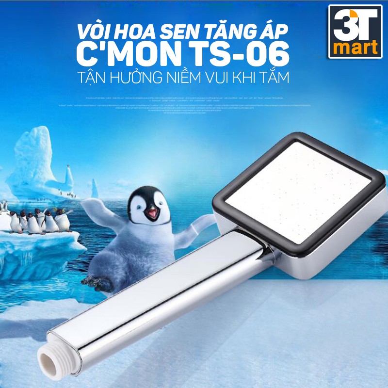 Bộ vòi sen tăng áp 200% C'mon TS-06 + dây sen + đế cài