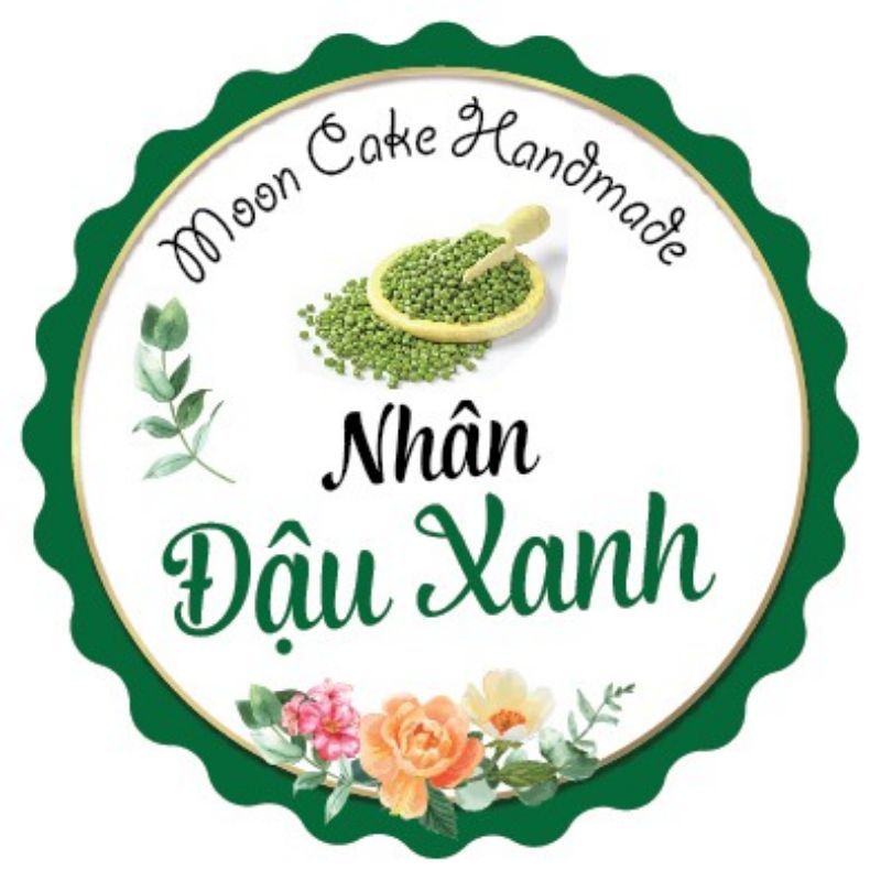 Tem dán nhân đậu xanh trung thu xinh xắn