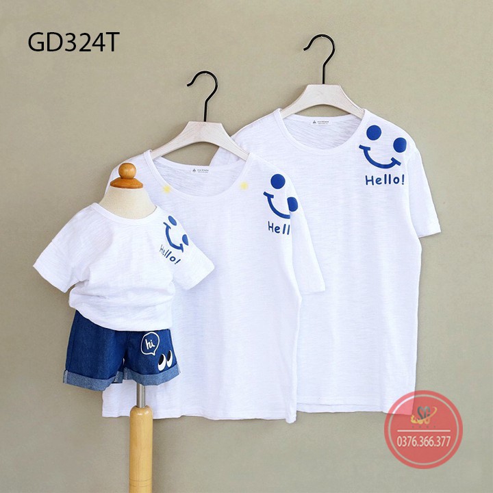 Áo thun đồng phục gia đình mẫu Mặc Cười màu trắng thun cotton mềm mịn GD324T ...