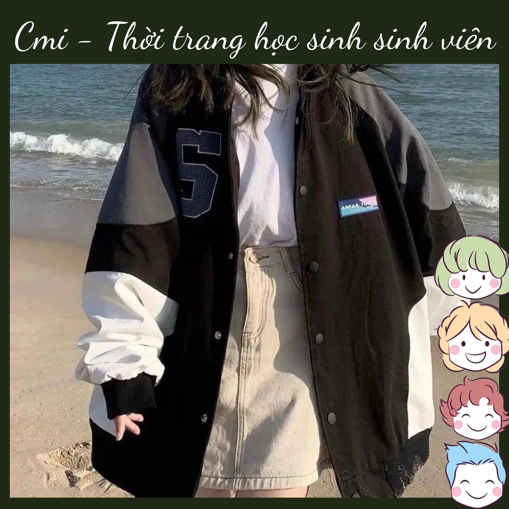 Áo bomber nam nữ phối tay số 5 phong cách hàn quốc - Áo khoác mùa đông from rộng thời trang unisex | BigBuy360 - bigbuy360.vn