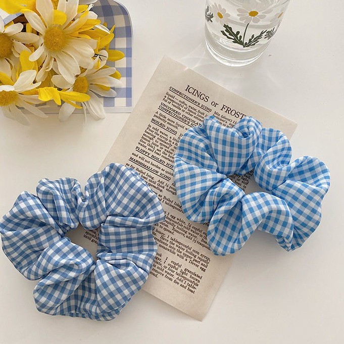 Buộc tóc scrunchies nhiều mẫu màu xanh dương cute 1018N