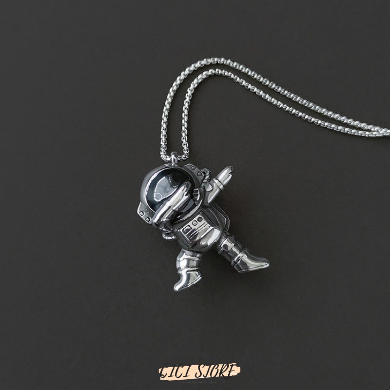 Vòng Cổ Titan Nam Nữ Không Gỉ Cao Cấp Mặt Phi Hành Gia Phong Cách Hiphop