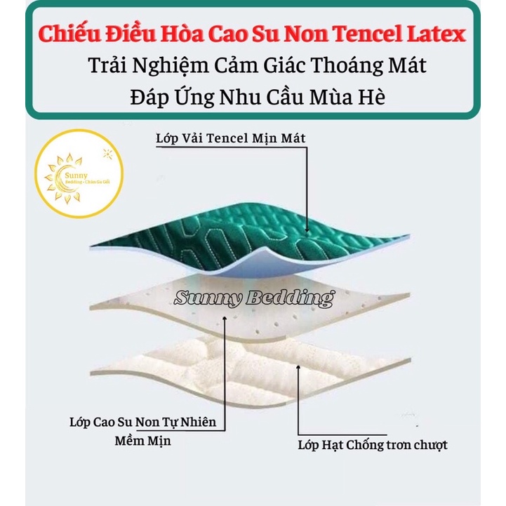 Chiếu Điều Hoà Cao Su Non Latex Vải Lụa Tencel, ( Hàng Nhập Loại 1 Mát Mềm Mịn )