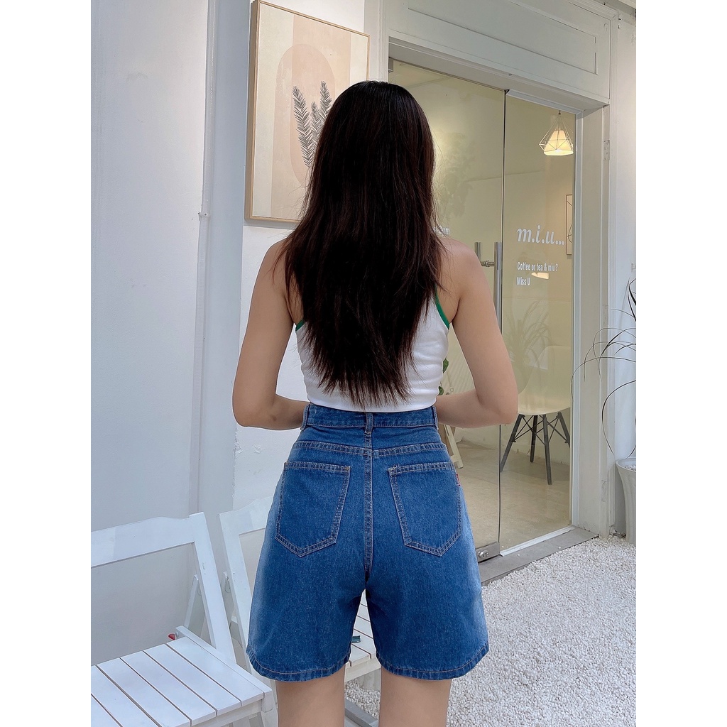 Quần short jeans ngố ống rộng 1 NÚT GOZ (3 Màu ) , chất jeans mềm dày dặn , Dáng Quần Ống Rộng Cực Thon Chân