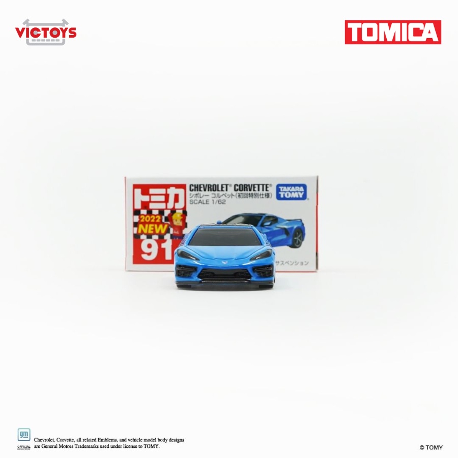 Xe mô hình Tomica No.91 Chevrolet Corvette 1st Blue 188056 Fullbox Chính Hãng Takara Tomy - Victoys